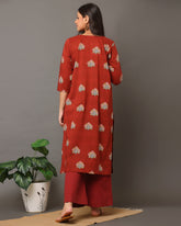 Brick Red Kalamkari Kurta And Bottom